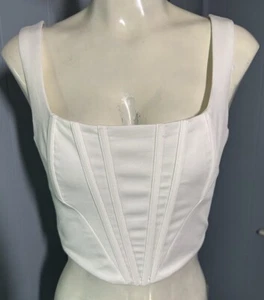 Marthea White Corset Crop Top Push Up Bustier Size Medium Sexy - NWT - Picture 1 of 5