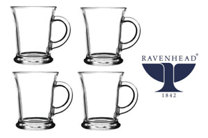 Ravenhead Essentials Glass Mug for Tea Coffee or Chocolate 25.5cl / 9oz {4 Pack}
