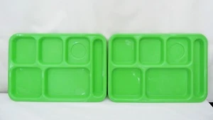SiLite Lunch Cafeteria School Trays 614 Lime Green Divided Heavy Duty Serving x2 - Picture 1 of 8