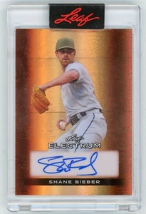 2024 LEAF ELECTRUM BASEBALL ORANGE PARALLEL AUTO. #8/20 GUARDIANS Shane Bieber - Bild 1 von 2