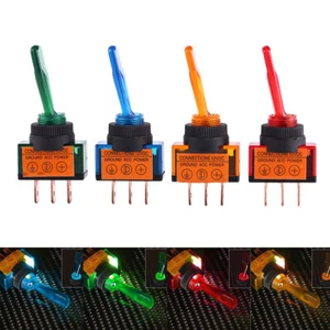 4x LED Lights Toggle Rocker Switch On Off SPST For Car Boat 3 Pin 12V 20A - Picture 1 of 12