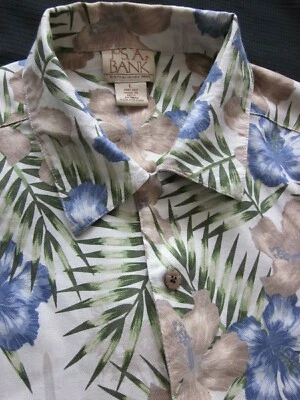 Hombre JOS. A. Camisa BANK Seda S/S Aloha Flora Off White Multi Hawaiana Flora L Foto 1 de 4