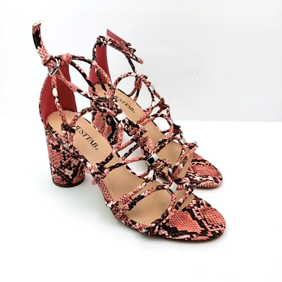 Just Fab All Eyes On Me Mujer 7.5 Coral Serpiente Vestido Tirantes 3.75" Tacones Zapatos Foto 1 de 4