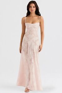 HOUSE OF CB 'Seren' Soft Pink Floral Lace Back Maxi Dress /Size S-US 4-6 /AB1767