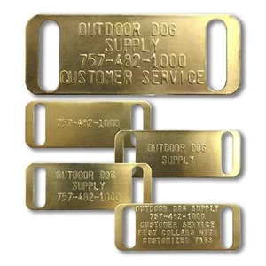 Custom Brass Slide-On Dog Collar Tag Name Plates for 3/4" Collars - Picture 1 of 4