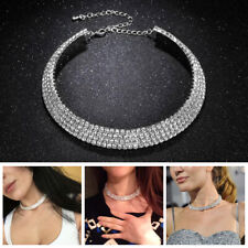 Women Rhinestone Crystal Choker Necklace Collar Chain Wedding Party Jewelry Gift