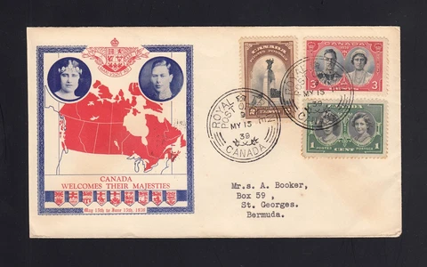 CANADA: 1939 Royal Visit FDC - UNUSUAL CACHET to BERMUDA #22 Cover