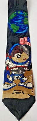Винтажный 1996 Looney Tunes смешной астронавт галстук Taz тасманский дьявол шеи галстук пространства - Изображение 1 из 4