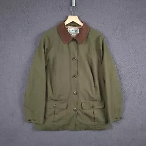 LL BEAN Jacket Womens M Adirondack Barn Coat Corduroy Collar Hunting Flannel - Picture 1 of 7
