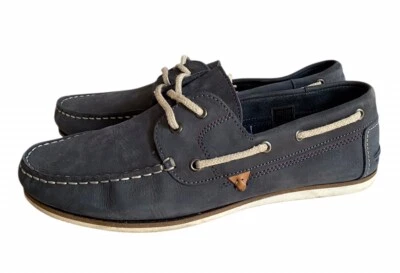 River Island Navy Deck Boat Shoes Lace Up Casual Loafers Nubuck Leather UK 9 - Image 1 of 4