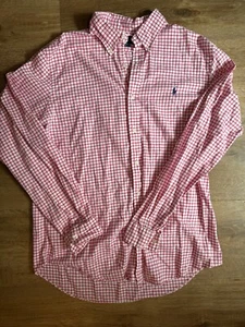 Ralph Lauren Shirt Mens XL Red/White Checks Slim Fit Long Sleeves Soft - Picture 1 of 5