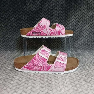 Birkenstock Arizona Birko-Flor Sandals Womens 6 Marble Twirl Fuchsia Tulip Pink - Picture 1 of 10