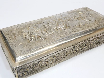 Argenté Coffret Env. 1900 Chevaux Calèche - Photo 1/4