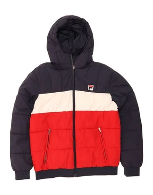 FILA Mens Hooded Padded Jacket UK 40 Large Multicoloured Colourblock DV01 - Image 1 of 4
