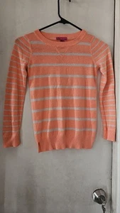 sweater orange with grey stripes size 7/8 girls  - Picture 1 of 4