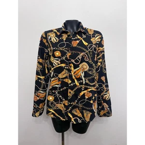 Cactus Man Shirt Sz S Button Down L/S Black All Over Equestrian Print Western  - Picture 1 of 5