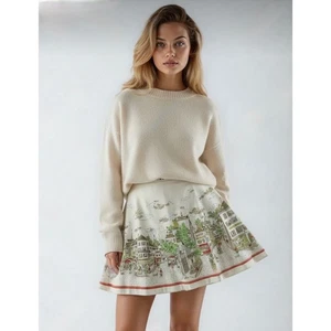 NWT!! J. CREW Paris City Scene Print A-Line Skirt France French Preppy Size 0 - Picture 1 of 10