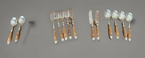 VTG Wood Handle Stainless Steel Flatware Set 15 Additional or Replacement Pieces - Picture 1 of 9