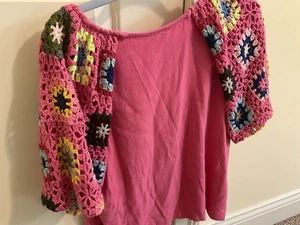 Camisa UMGEE Crochet Granny Cuadrada Talla Grande Manga BOHO Pequeña - Imagen 1 de 5