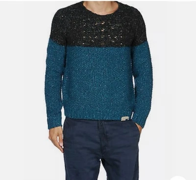 Diesel Tricot Co Men’s Wool Blend Sweater Medium Colorblock Blue Gray Cableknit - Image 1 of 4