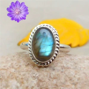 Labradorite Gemstone 925 Sterling Silver Ring Handmade Jewelry Ring For Gift - Picture 1 of 2