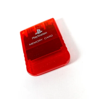 Carte Memoire Memory Card Sony Playstation PS1 Officiel SCPH-1020 Clear Red 3 - Immagine 1 di 3