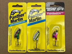 Lot Of 3 Panther Martin Fishing Lures Holographic FishSeeUV 1/8 & 1/16 Oz - Picture 1 of 2