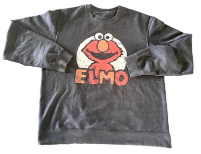 SESAME STREET ELMO NAME DARK HEATHER GRAY CREWNECK SWEATSHIRT ADULT SZ XL - Image 1 of 4