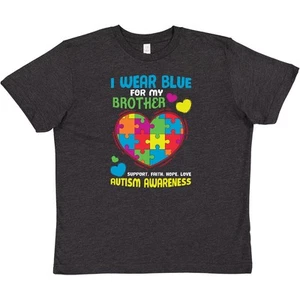Inktastic I Wear Blue For My Brother Autism Awareness Youth T-Shirt Sibling Love - Picture 1 of 2