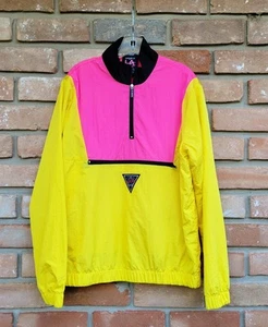 Forever 21/LA Gear Collab Mens Neon Yellow Windbreaker Jacket Sz MED 90's Style - Picture 1 of 9