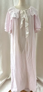 Vintage 1980er Brownstone Studio NY rosa Baumwolle Gaze Stoff langes Nachthemd 1X - Bild 1 von 10
