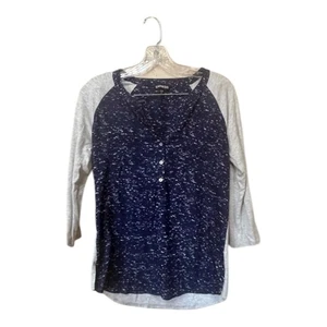 Express Henley-Top blau grau 3/4-Ärmel klein lässig adrett - Bild 1 von 10
