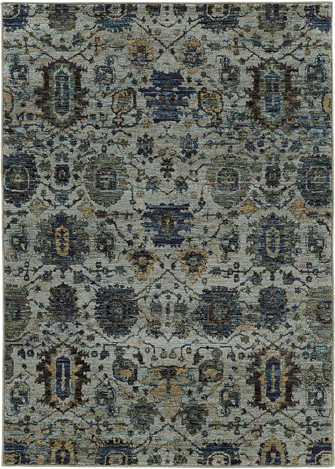 Blue Scrolls Vines Bulbs Ovals Floral Runner 7120A - Aprx 2' 3" x 8' - Image 1 of 1