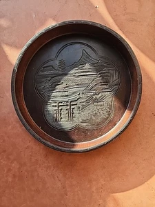 Vintage Antique JAPANESE CARVED MEIJI ERA TRAY CIRCA 1850-1920 11 Inch Diameter - Picture 1 of 8