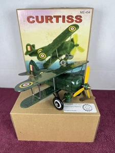 Curtiss Green Biplane Tin Wind Up! MS-454 - Picture 1 of 3