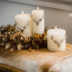 Culinary Concepts Large Stag Antler Candle Pins Set of Three - Silver Finish - Picture 1 of 1