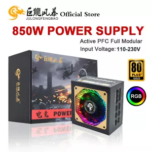PC Power Supply 20+4Pin 12V ATX 850W Computer PSU 80+ Gold RGB Full Modular - Picture 1 of 9