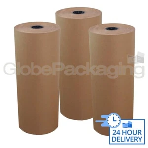 600mm x 200M x 3 ROTOLI DI CARTA DA IMBALLAGGIO MARRONI KRAFT 88gsm - Foto 1 di 5
