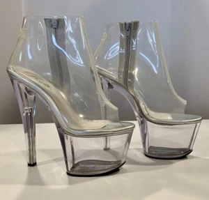 Pleaser Sky 1023 Open Toe Ankle Bootie Side Zipper Open Toe New In Box Size 8 - Picture 1 of 8