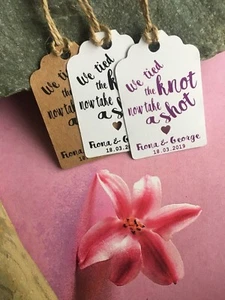 Personalisierte We Tied the Knot Take a Shot Hochzeit Gefallen Etiketten Danke 20511 - Bild 1 von 2