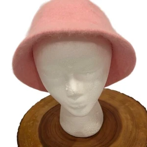 Axxents Pink Angora/Wool Blend Bucket Hat Warm Winter Fashion Hat for Women NWOT - Picture 1 of 6