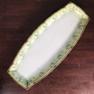 Piatto piatto porcellana floreale verde M S Kuznetsov imperiale russo XIX secolo - Foto 1 di 16