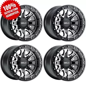 Weld U501B8043400 Set of 4 15x8 4x156 44mm U501 Raptor Satin Black Milled Wheels - Picture 1 of 2