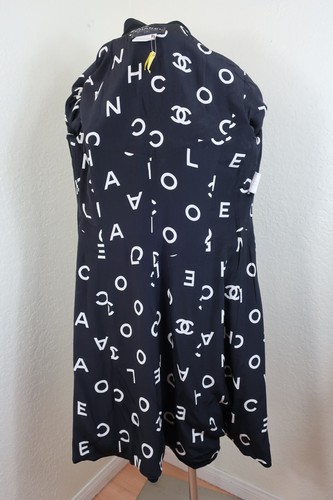 Abito cappotto vintage CHANEL Boutique nero lana bottoni logo CC piccolo 42 5 6 7