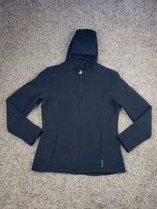 Exofficio Fleece Jacket Medium Womens Black Full Zip Long Sleeve Pockets Hooded - Picture 1 of 14