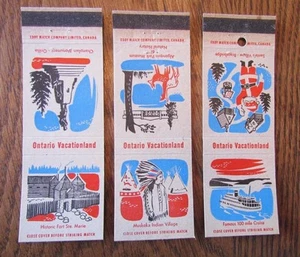 1960-61 ONTARIO VACATIONLAND COMPLETE SET OF 3 MATCHBOOK MATCHCOVERS -L20 - Picture 1 of 2