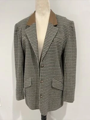 Vtg Liz Sport Checked Plaid Blazer Jacket 10 Retro Preppy Academia Notch Lapel - Image 1 of 4
