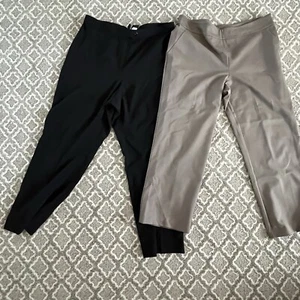 Women's 16 Petite Dress Pants Slacks Bundle (2): Black and Khaki Stretch - Picture 1 of 12