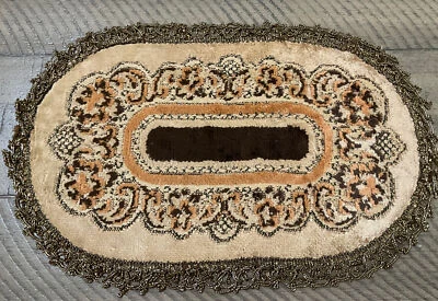 Miniature Dollhouse Vintage Floral Belgian Tapestry Oval  Textured Rug 1:12 - Image 1 of 2