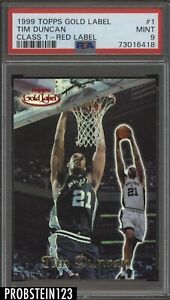 1999 Topps Gold Label #1 Tim Duncan Class 1 Red Label 015/100 PSA9